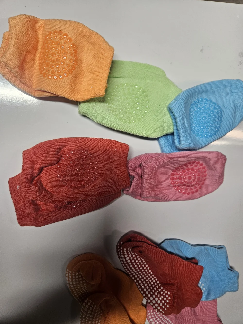Non-Slip Toddler Grip Socks And Knee Gaurds - Multi Color Pack Medium 12 Month